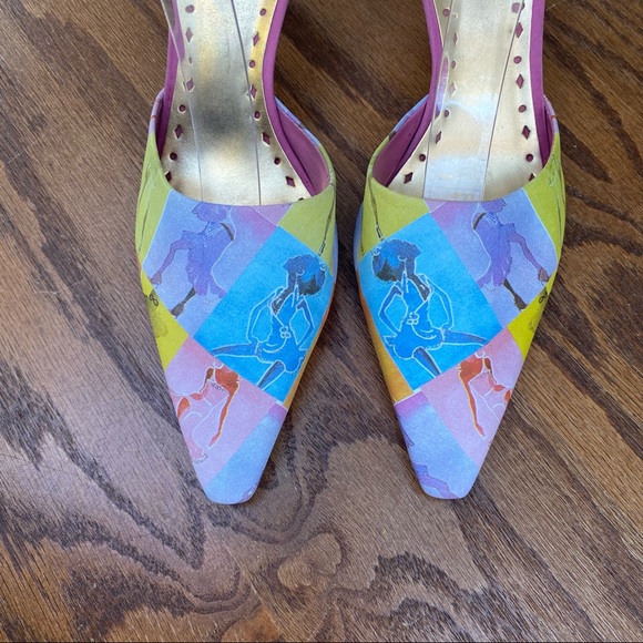 Vintage 90s 1990s y2k 2000s Trendy Fashion girl sling back Block Heels 6 - Picture 10 of 11